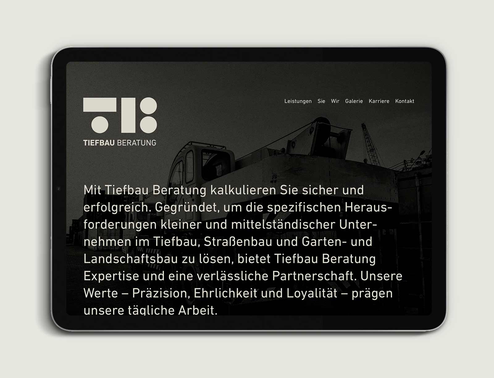 dg tiefbau beratung branding web grau